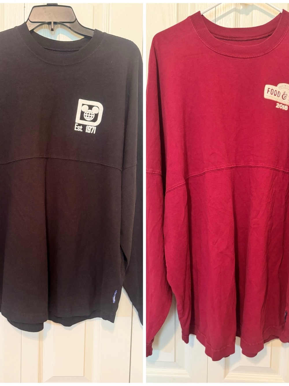 Adult Long-Sleeve Disney World Logo Tees - Black & Burgundy Epcot Food & Wine
